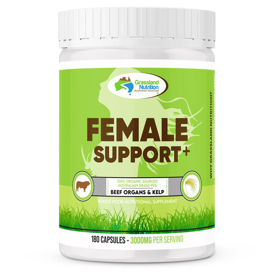 GRASSLAND NUTRITION beef organ blend bottle for daily supplementation and convenient wellness support.