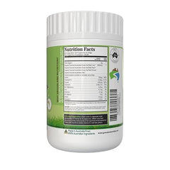 GRASSLAND NUTRITION label highlights Australian organic sourcing and quality ingredients.