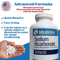 Graxcell 650mg tablets blister pack close-up showing gentle relief for sensitive stomachs.