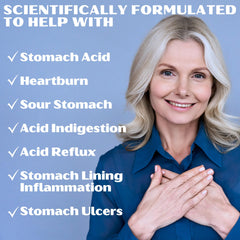 Graxcell 650mg tablets in hand, portable antacid support for travel and meals.