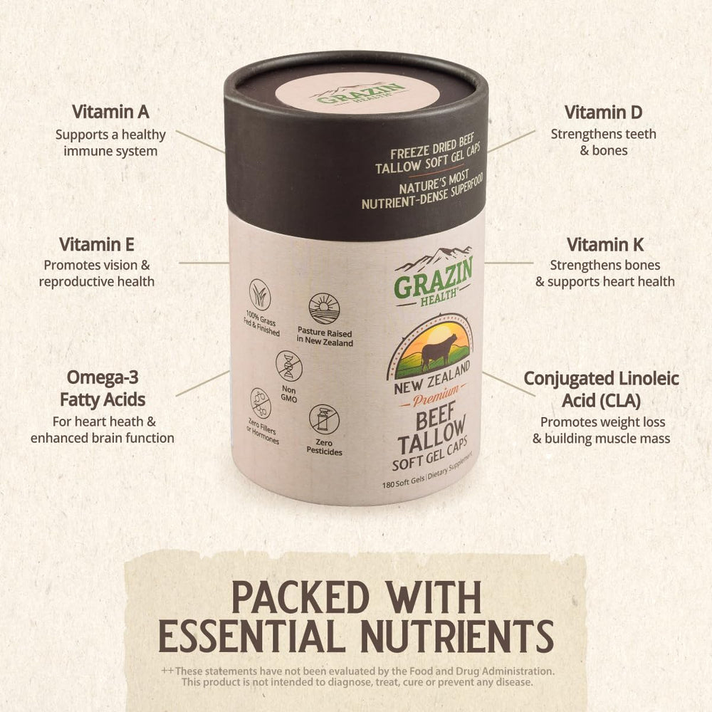 GRAZIN HEALTH capsules in hand, ready to take with meals.