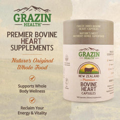 GRAZIN HEALTH coq10-iron-b12 formula bottle emphasizes energy production and healthy red blood cell support