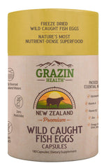 Grazin Health capsules close-up showing 3000mg per serving DHA EPA