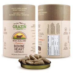 GRAZIN HEALTH grass-fed heart-liver capsules show 3000 mg heart blend for energy support