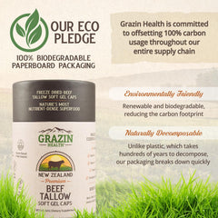 GRAZIN HEALTH New Zealand origin label confirming pasture-raised, non-GMO quality.