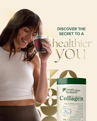 Great Lakes Wellness Collagen Peptides Non-GMO and Kosher certification on the label.