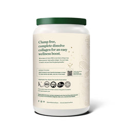 Great Lakes Wellness Collagen Peptides powder scoop showing serving size for 20 g collagen per serving.