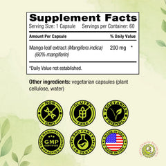 MangoForte dosage label demonstrating simple daily intake