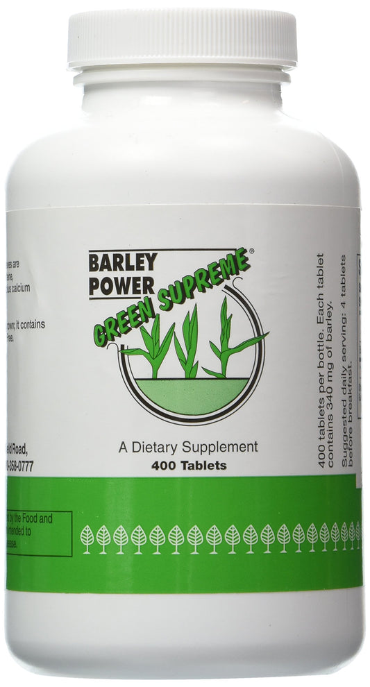 Green Supreme front bottle view showing label and 400-count tablets benefit convenience