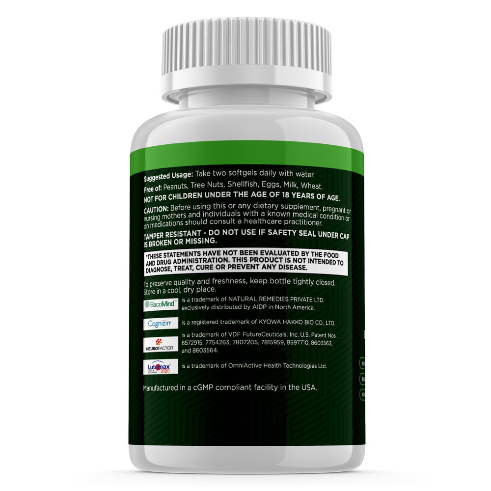 Green Valley Naturals Brain Vitality Plus DHA EPA fish oil capsule closeup.