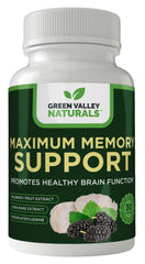 Green Valley Naturals Maximum Memory bottle on a desk supports focused thinking.
