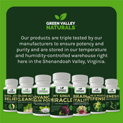 Seasonal relief scene with Green Valley Naturals My Sinus Miracle bottle on display.