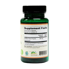 Greenbow Green Propolis bottle label highlights Artepillin-C and Brazilian origin for antioxidant support.