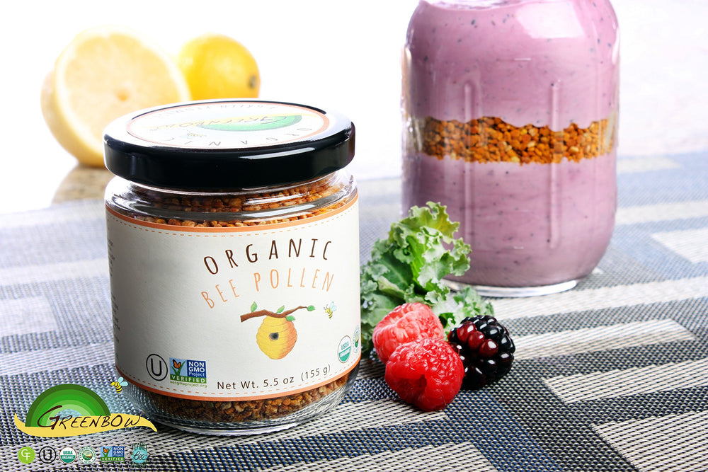 Greenbow Organic Bee Pollen yogurt topping – enhances flavor and nutrition.