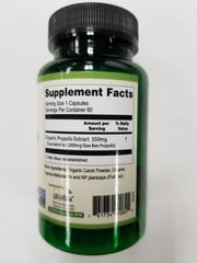 Closeup of Greenbow Propolis capsules—no additives and gluten-free formulation.