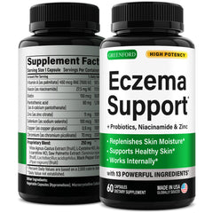 Greenford Eczema Support bottle with capsules for natural skin relief