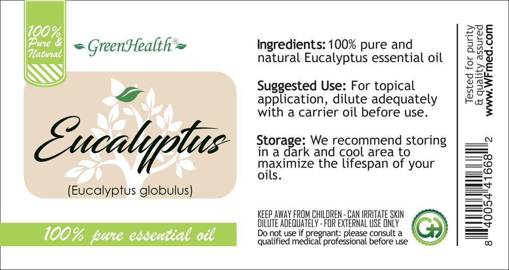 GreenHealth Eucalyptus oil packaged in USA quality-tested for assurance
