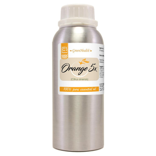 GreenHealth Orange 5X essential oil aluminum bottle protects purity for storage