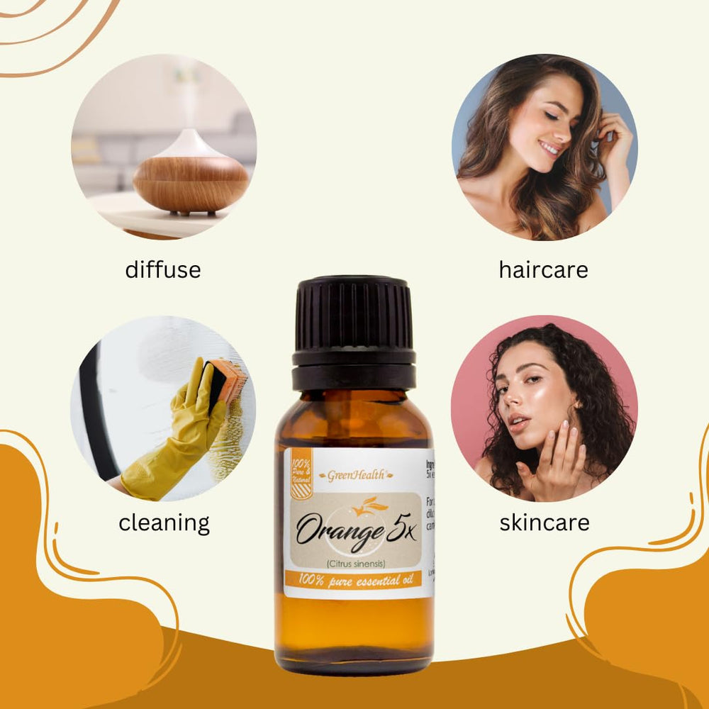 GreenHealth Orange 5X essential oil diffuser use suggests citrus ambiance
