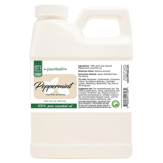 GreenHealth Peppermint Oil 16oz bottle for aromatherapy and DIY blends
