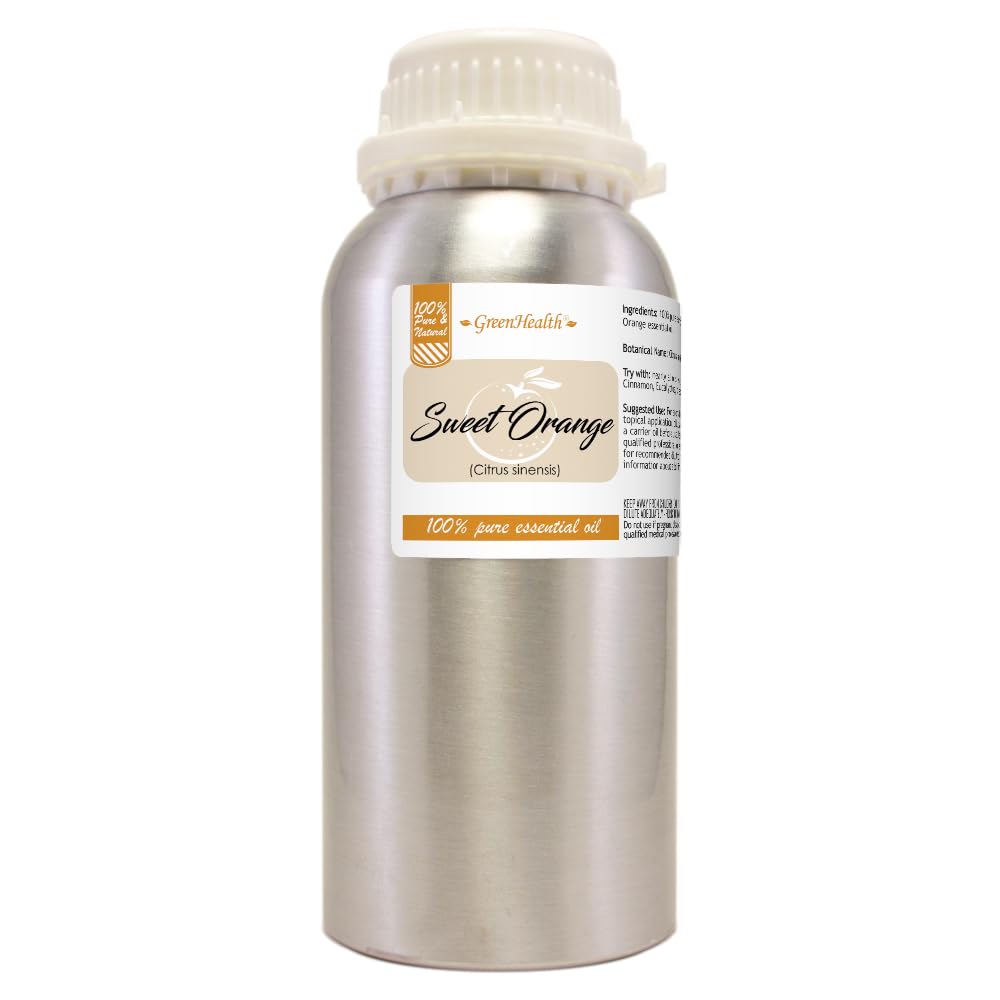 GreenHealth Sweet Orange essential oil bottle front for easy diffusion and uplifting aroma