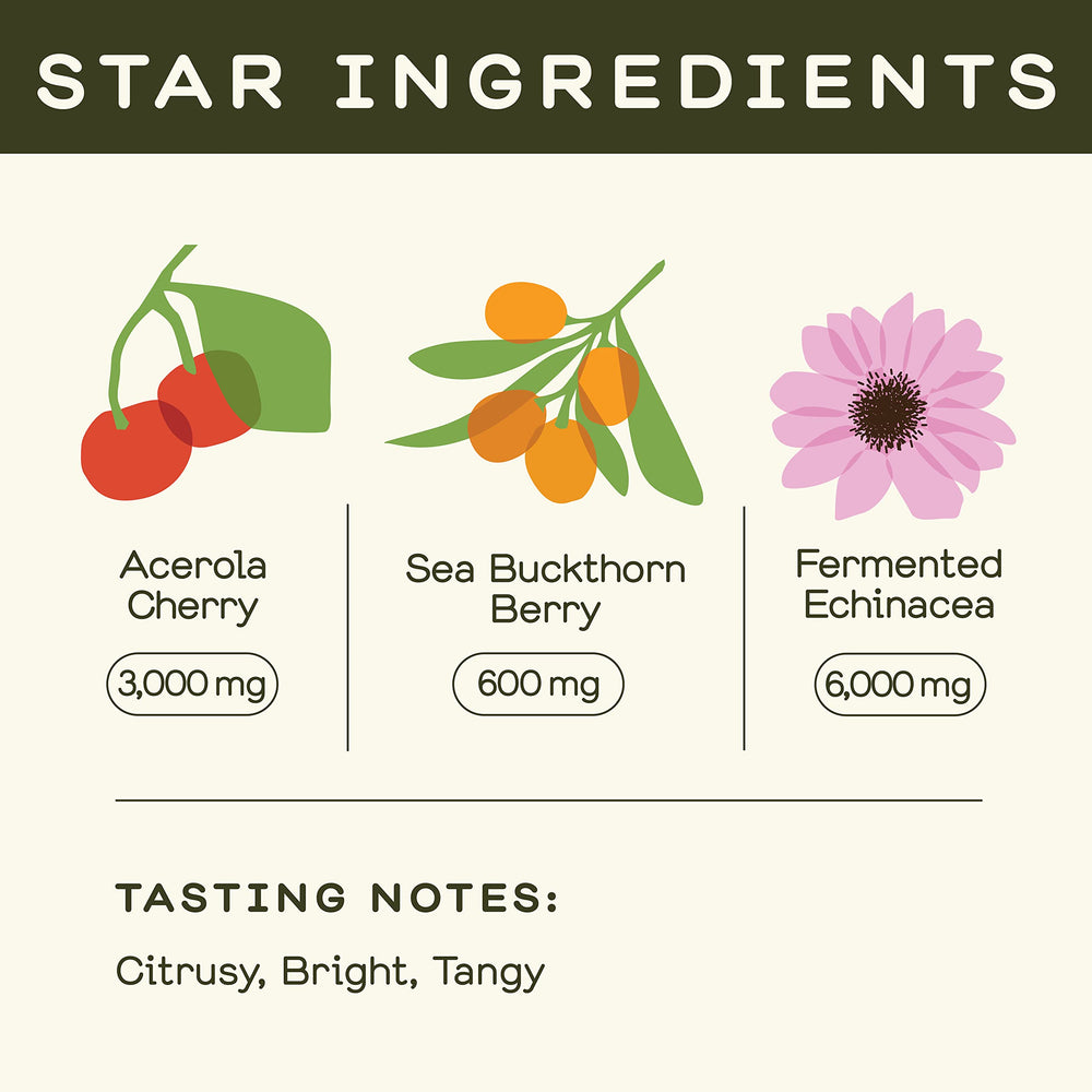 Greenhouse Juice Co fermented echinacea glass bottle highlighting natural blend