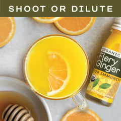 Greenhouse Juice Co. Fiery Ginger Shot label detail shows organic ingredients
