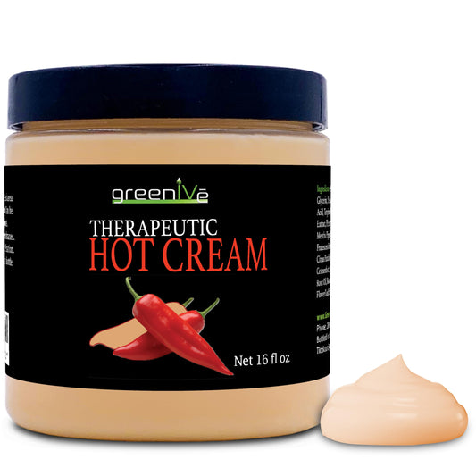 GreenIVe Hot Cream Massage Lotion jar ready for use, ideal for targeted joints and muscles.