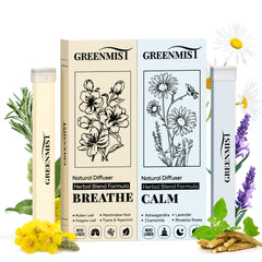 GreenMIST herbal diffuser pen mullein blend for a refreshing minty aroma at work.