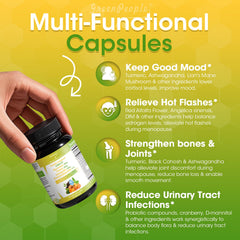 GREENPEOPLE black cohosh capsules targeting hot flashes and night sweats.