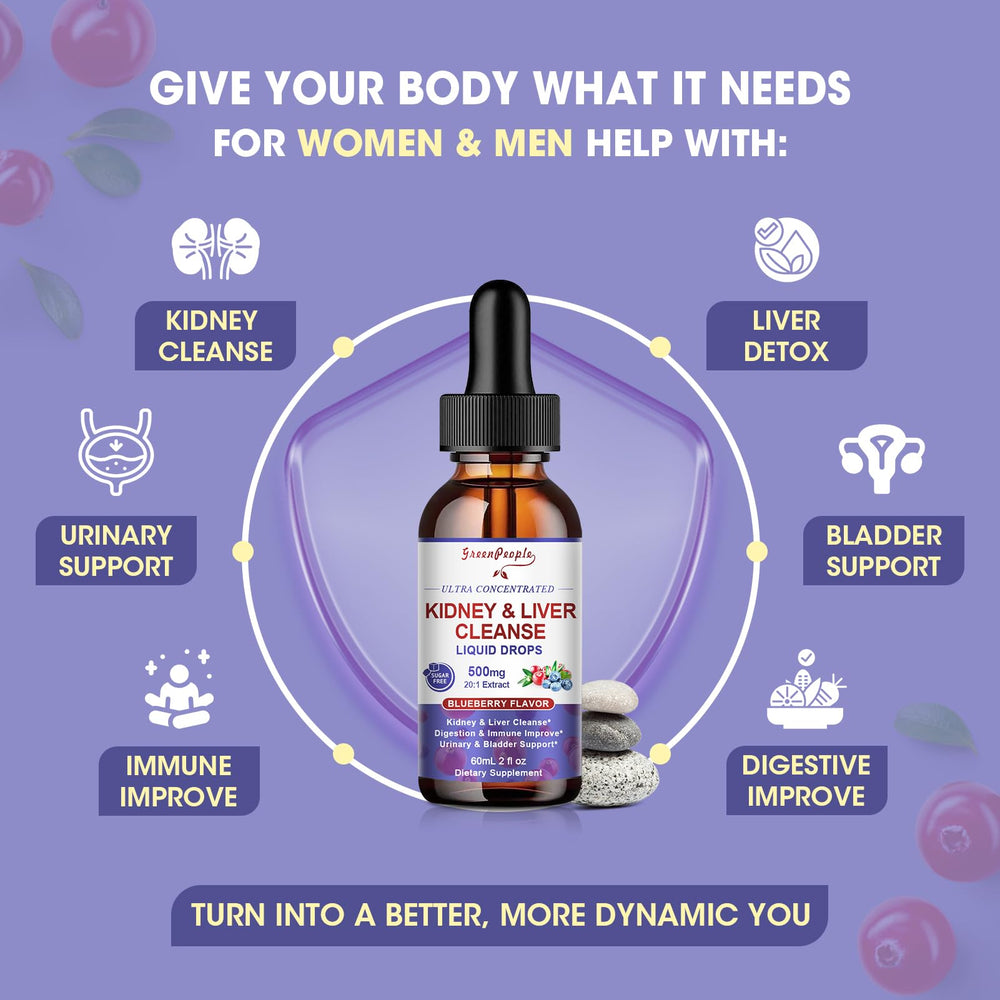 GREENPEOPLE Kidney Cleanse bottle label closeup highlights cranberry and chanca piedra.