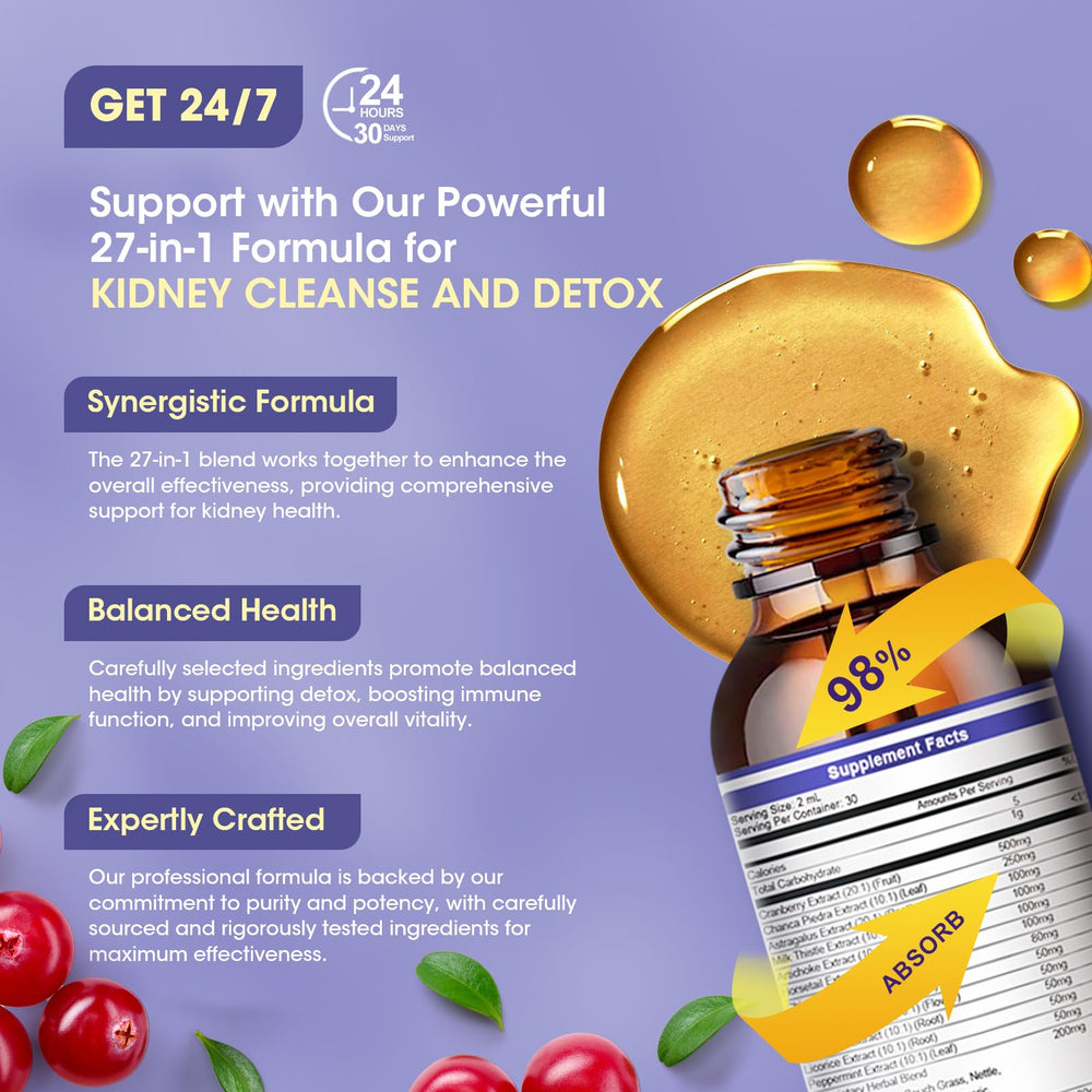GREENPEOPLE Kidney Cleanse drops pour shows easy dosing and fast absorption.