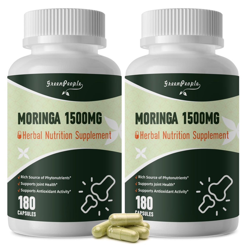 GreenPeople Moringa Pure bottle with capsules for daily energy.