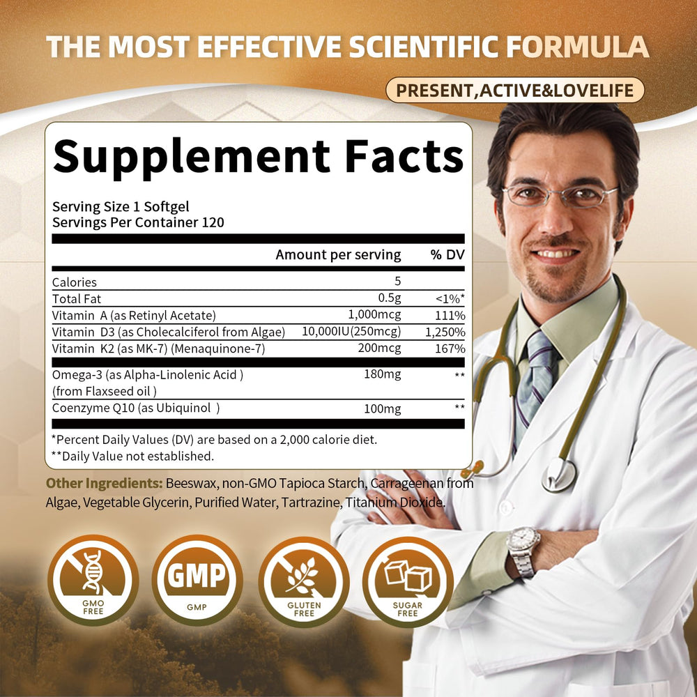 GREENPEOPLE Vitamin D3 K2 Softgel 120-day supply indicating long-lasting daily wellness.