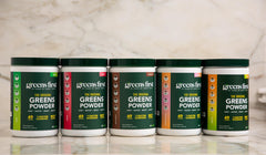 Mix of fresh fruits and greens representing 49 ingredients.