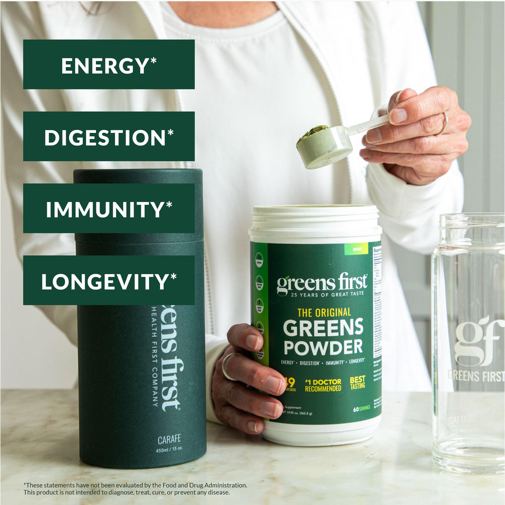 Original Greens Powder Mint flavor with 49 superfoods for daily nutrition