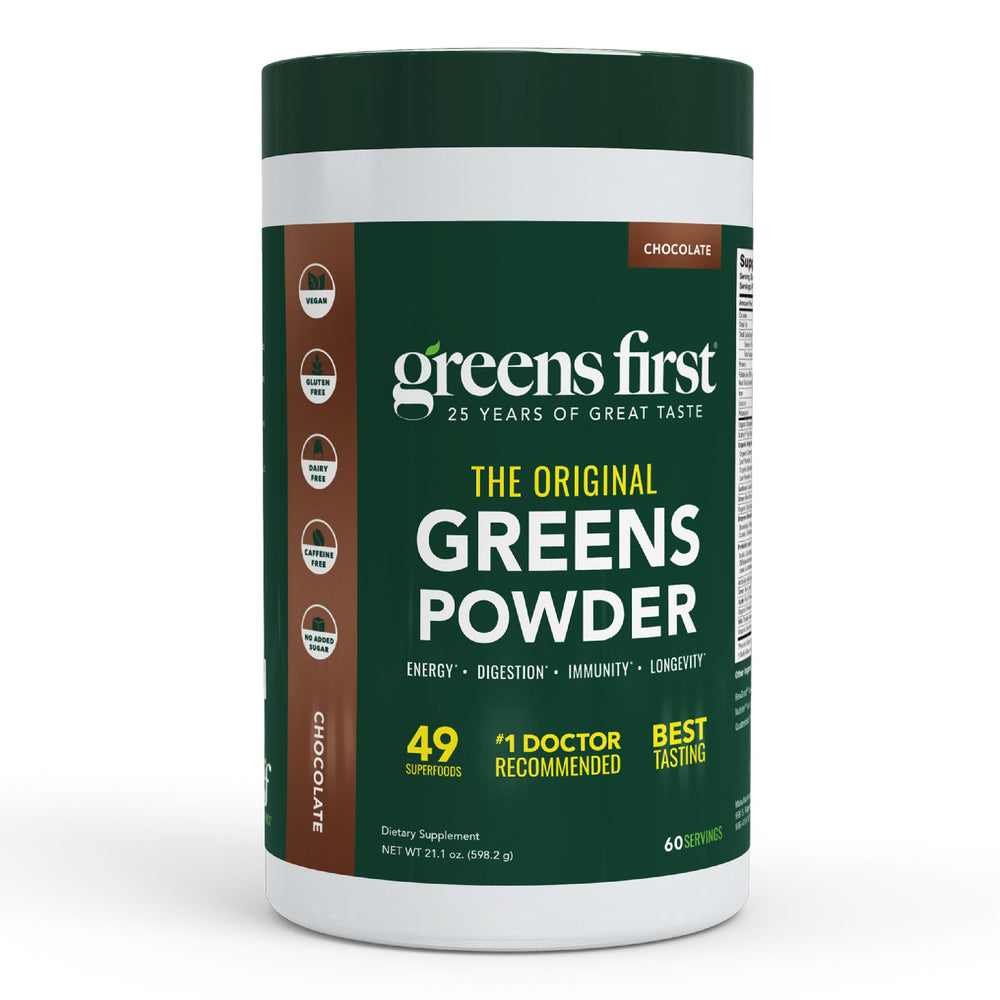 Greens First original greens powder bottle for daily wellness.