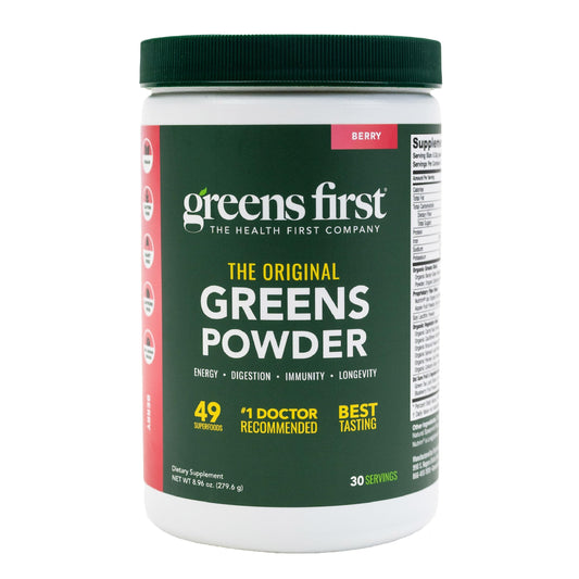 Greens First Original powder scoop for quick daily nutrition.