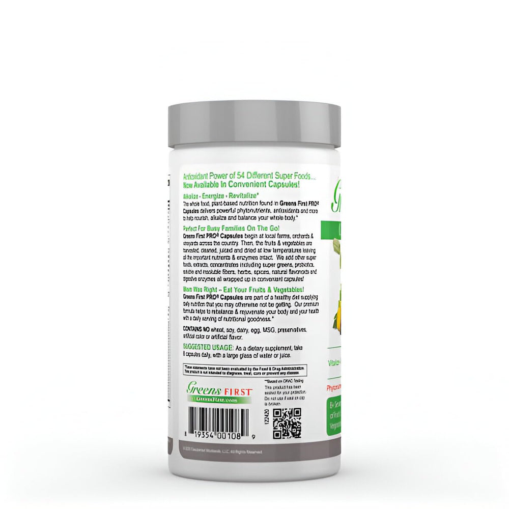 Greens First Phytonutrient prebiotics-probiotics-digestive-enzymes closeup highlights digestive support potential.