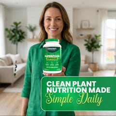 Greens+ alfalfa-wheatgrass ingredients in the blend
