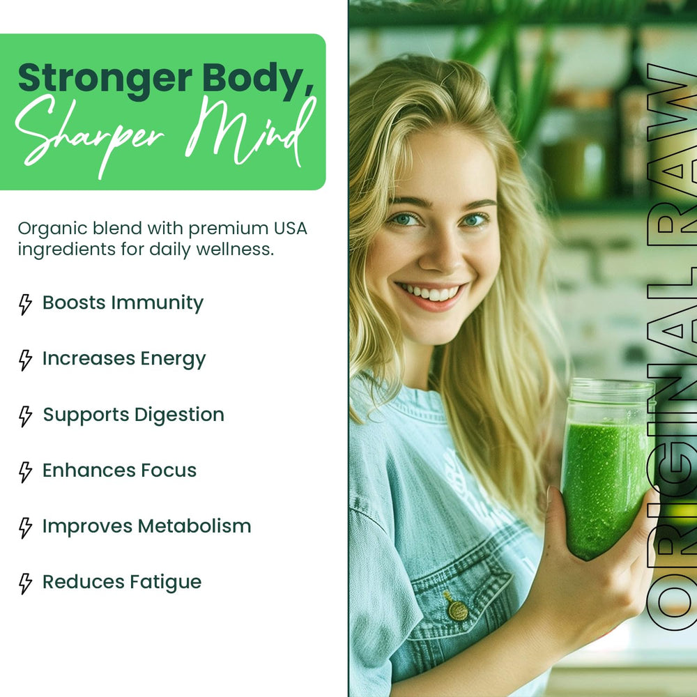 Greens+ energy-boost morning routine scoop ready to mix for vitality.
