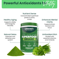 Greens+ probiotics dairy-free on-the-go packaging for busy days.