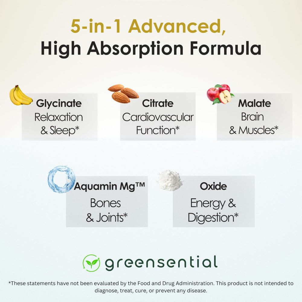 Greensential Aquamin magnesium with trace minerals visual, supporting broad mineral balance.