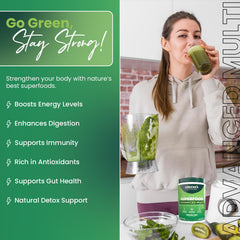 Close look at Greens+ Advanced Multi Raw Superfood ingredients blend