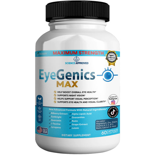 GREENVIFY EyeGenics Max Vision capsules support daily eye health and clarity for screen users