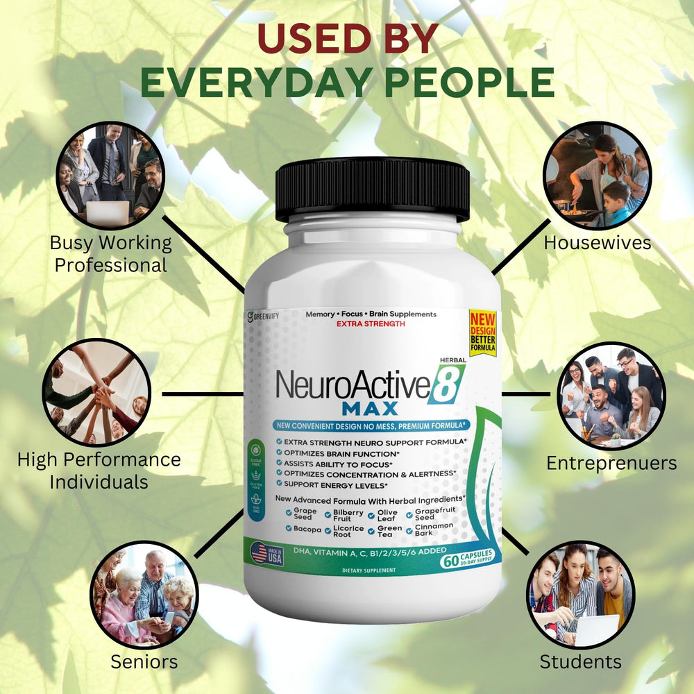 GreenVify NeuroActive 8 Max lifestyle desk usage for focus.