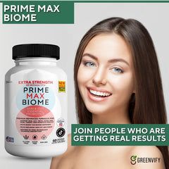 GreenVify Prime Max Biome bottle with 60 capsules for a 30-day supply.