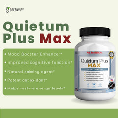 GreenVIFY Quietum Plus Max capsules ready for daily use.