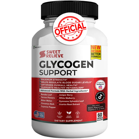 GREENVIFY SweetRelief glycogen support bottle for daily joint and energy-friendly routines.