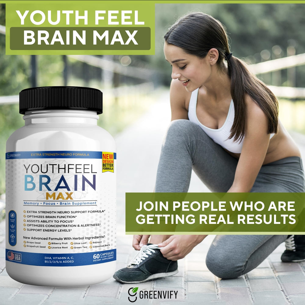 GREENVIFY YouthFeel Brain Max USA manufacturing seal visible
